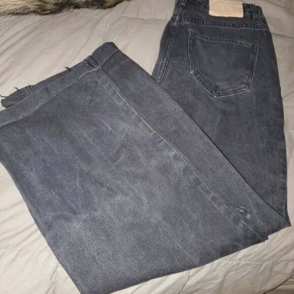 𝅺shein black wide leg distressed jeans